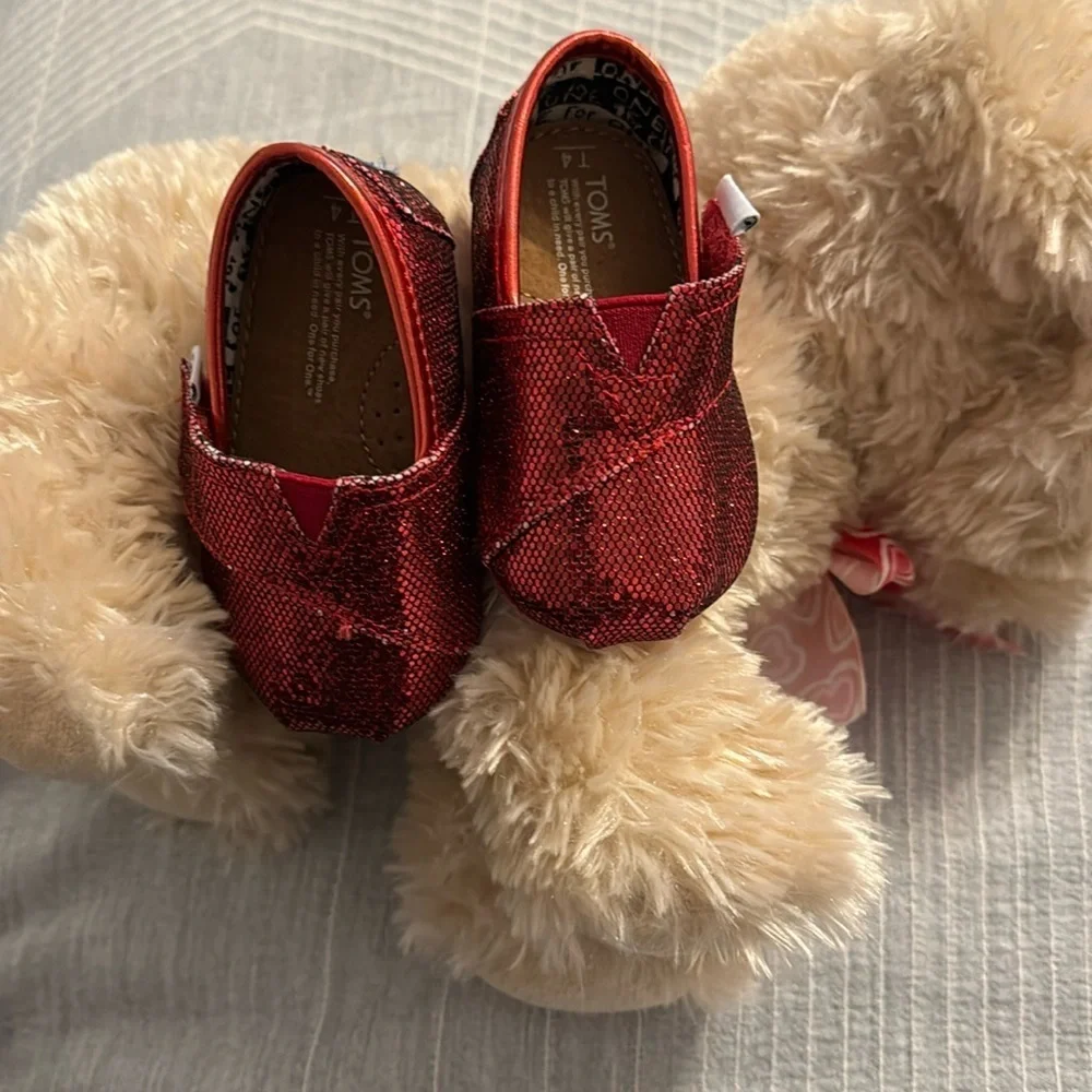 Red Sparkle Toddler TOMS